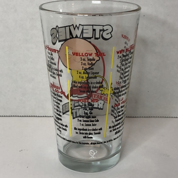 Family Guy Stewie’s Recip-Pee glass with 8 drink recipes on the side - Picture 2 of 3
